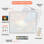 Vibrant Forest Dream Paint by Numbers Kit – includes numbered canvas, paint pots, brushes, and instructions
