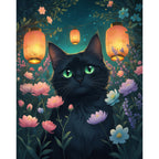 Lantern Cat Paint by Numbers Kit design preview showing the full artwork layout before painting