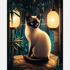 Lantern Glow Siamese Paint by Numbers Kit design preview showing the full artwork layout before painting