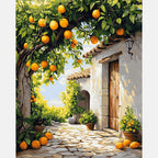 Lemon Courtyard Paint by Numbers Kit design preview showing the full artwork layout before painting