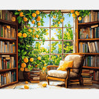 Lemon Library Paint by Numbers Kit design preview showing the full artwork layout before painting
