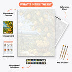 Lemon Orchard Paint by Numbers Kit – includes numbered canvas, paint pots, brushes, and instructions