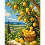 Lemon Orchard Paint by Numbers Kit design preview showing the full artwork layout before painting