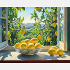 Lemons at the Window Paint by Numbers Kit design preview showing the full artwork layout before painting