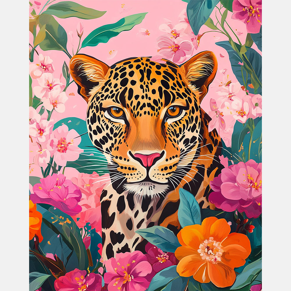 Leopard S Bloom Paint by Numbers Kit design preview showing the full artwork layout before painting