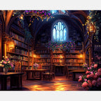 Library of Dreamers Paint by Numbers Kit design preview showing the full artwork layout before painting