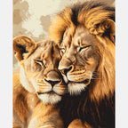 Lions Together Paint by Numbers Kit design preview showing the full artwork layout before painting