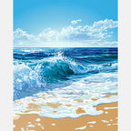 Lively Ocean Edge Paint by Numbers Kit design preview showing the full artwork layout before painting