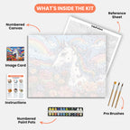 Magical Unicorn Paint by Numbers Kit – includes numbered canvas, paint pots, brushes, and
