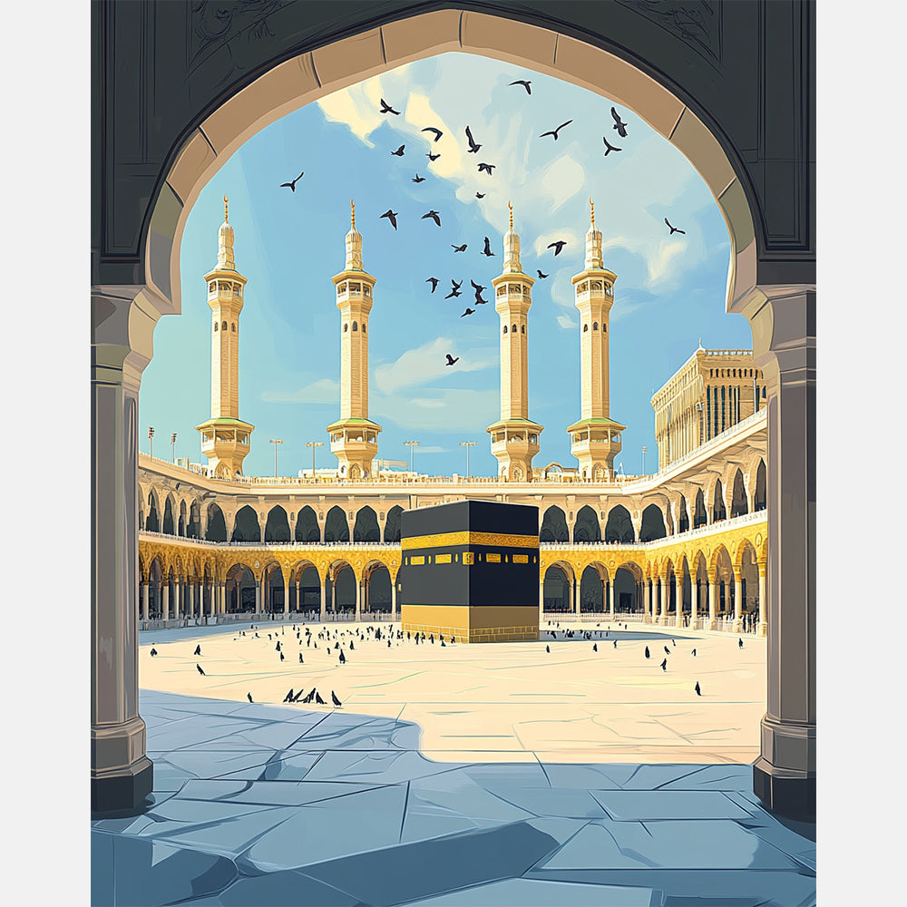 Magnificent Kaaba Paint by Numbers Kit design preview showing the full artwork layout before painting