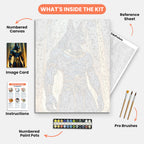 Majestic Anubis Paint by Numbers Kit – includes numbered canvas, paint pots, brushes, and instructions