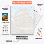 Majestic Colosseum Paint by Numbers Kit – includes numbered canvas, paint pots, brushes, and instructions