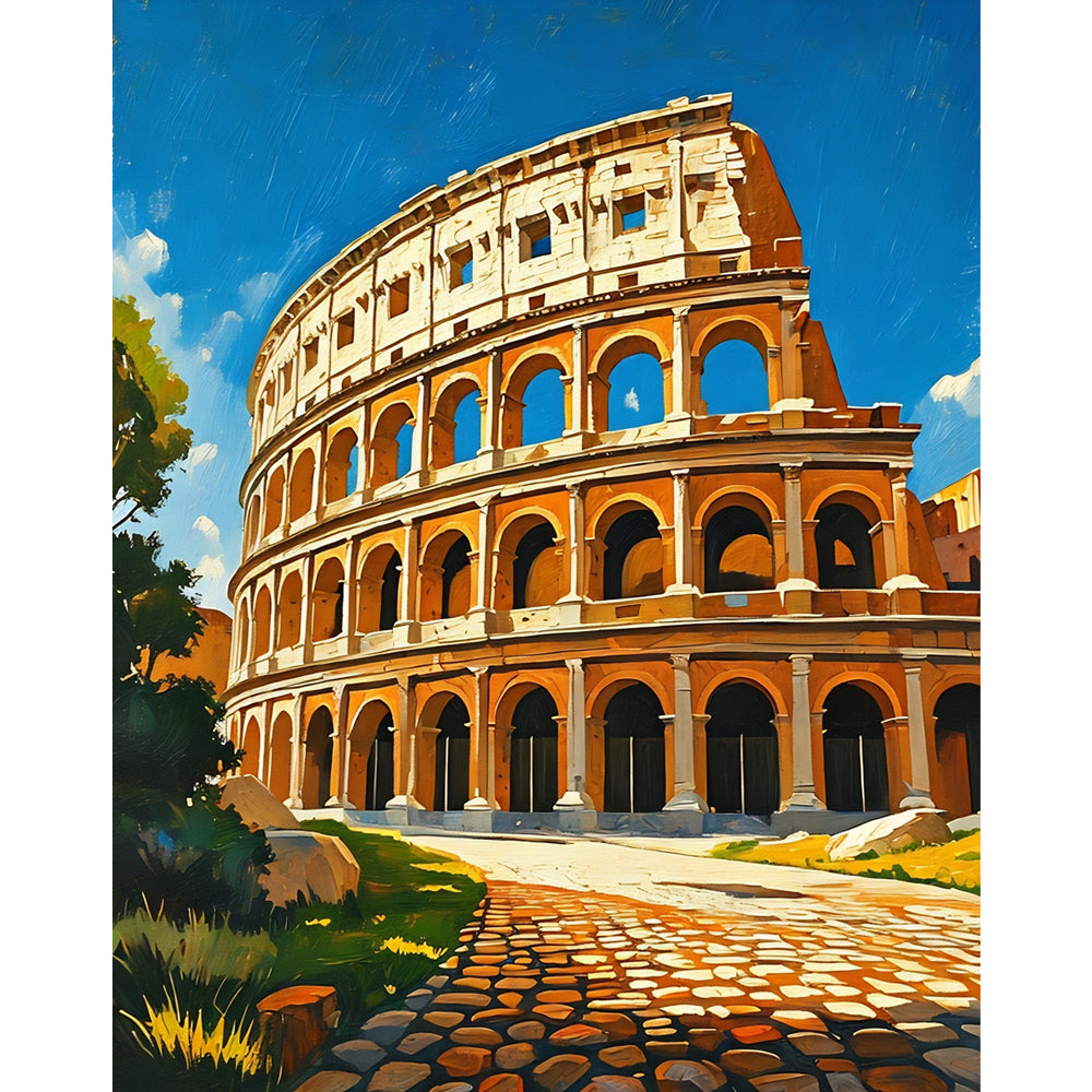Majestic Colosseum Paint by Numbers Kit design preview showing the full artwork layout before painting