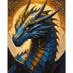 Majestic Dragon Paint by Numbers Kit design preview showing the full artwork layout before painting