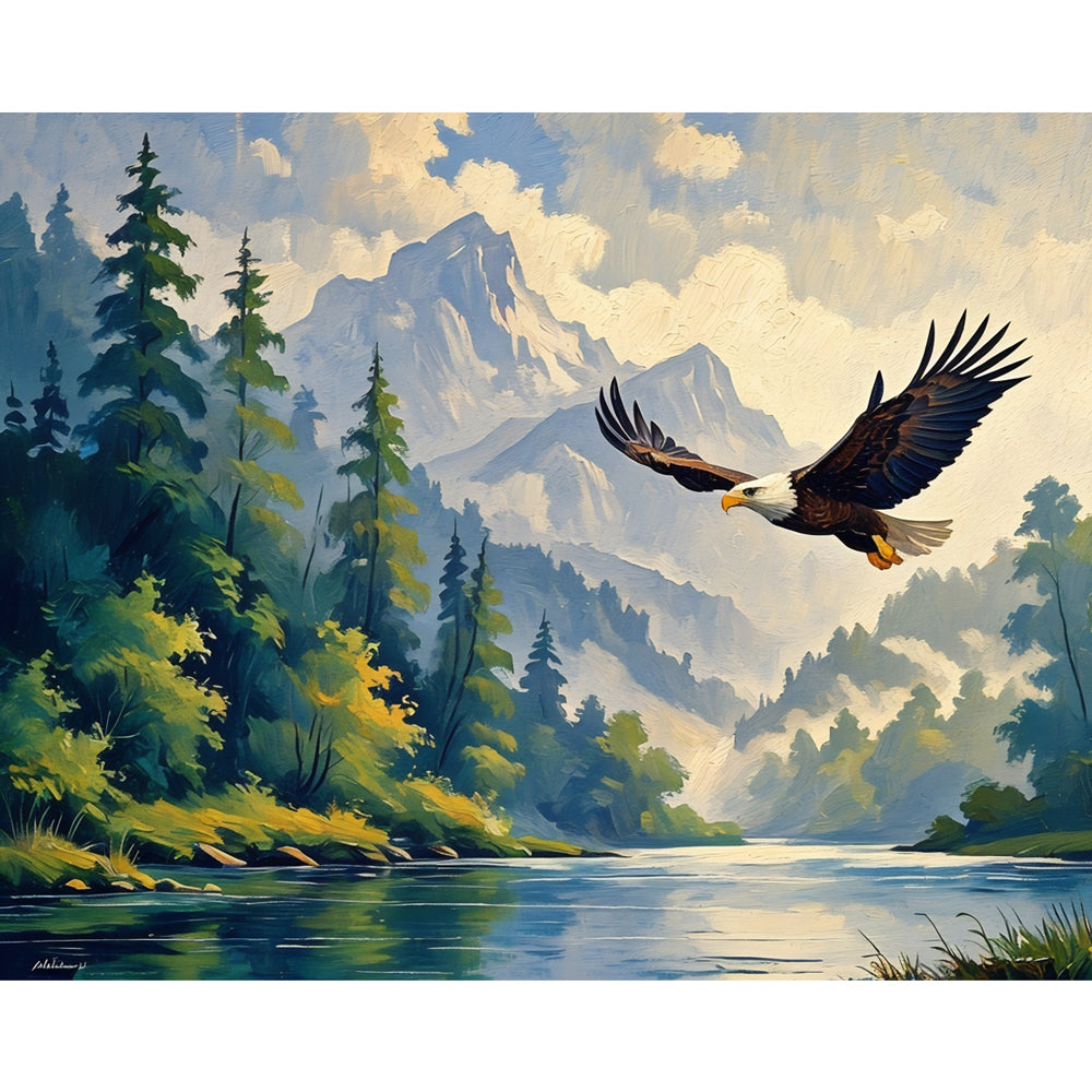 Majestic Soaring Paint by Numbers Kit design preview showing the full artwork layout before painting