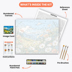 Meadow Bliss Paint by Numbers Kit – includes numbered canvas, paint pots, brushes, and instructions