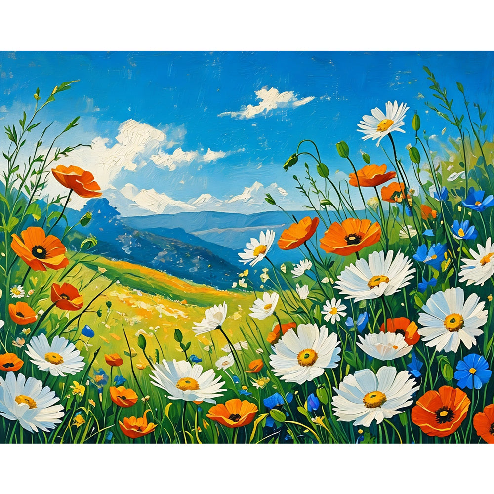 Meadow Bliss Paint by Numbers Kit design preview showing the full artwork layout before painting