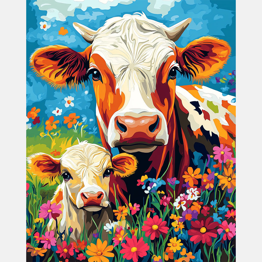 Meadow Companions Paint by Numbers Kit design preview showing the full artwork layout before painting