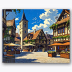 Medieval Town Plaza Paint by Numbers Kit UdoPaints