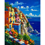 Mediterranean Escape Paint by Numbers Kit design preview showing the full artwork layout before painting