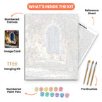 Mediterranean Retreat Paint by Numbers Kit – includes numbered canvas, paint pots, brushes, and instructions