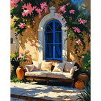 Mediterranean Retreat Paint by Numbers Kit design preview showing the full artwork layout before painting