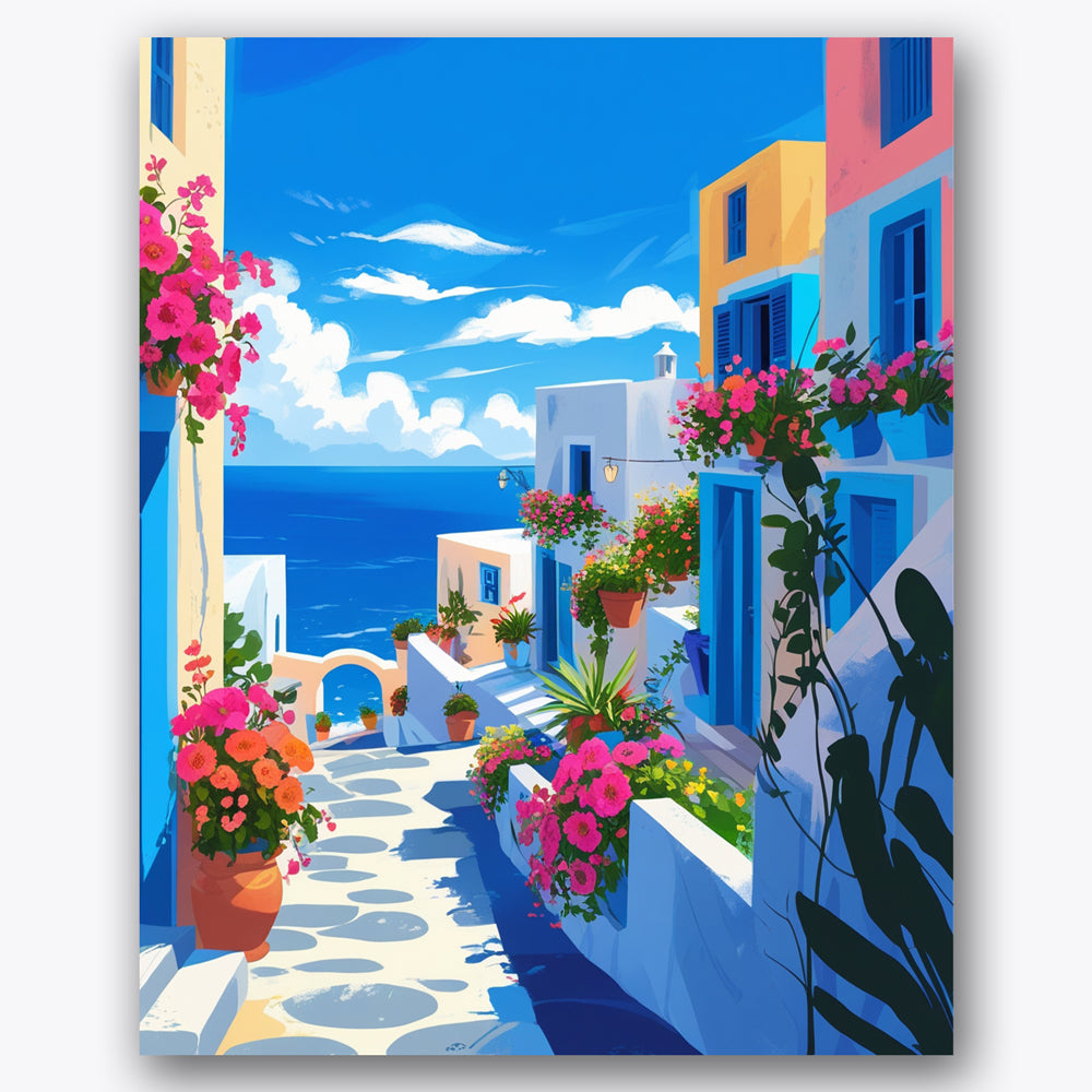 Mediterranean Village Paint by Numbers Kit UdoPaints