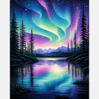 Midnight Aurora Lake Paint by Numbers Kit design preview showing the full artwork layout before painting