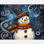 Midnight Snowman Dance Paint by Numbers Kit design preview showing the full artwork layout before painting