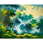 Misty Forest Path Paint by Numbers Kit design preview showing the full artwork layout before painting