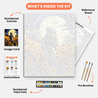 Moonlit Astronaut Paint by Numbers Kit – includes numbered canvas, paint pots, brushes, and instructions