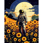 Moonlit Astronaut Paint by Numbers Kit design preview showing the full artwork layout before painting