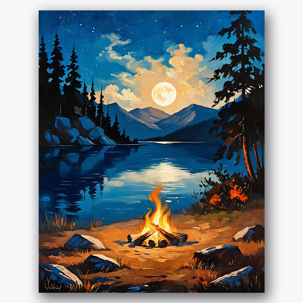 Moonlit Lakeside Paint by Numbers Kit UdoPaints