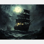 Moonlit Ship Paint by Numbers Kit design preview showing the full artwork layout before painting