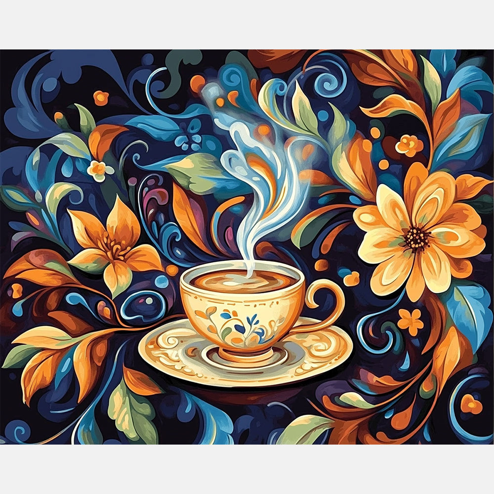 Morning Delight Paint by Numbers Kit design preview showing the full artwork layout before painting