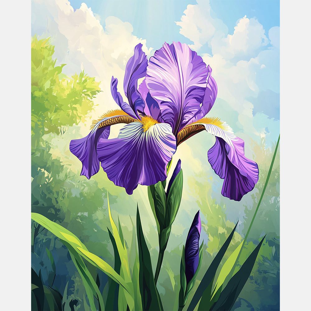 Morning Iris Paint by Numbers Kit design preview showing the full artwork layout before painting
