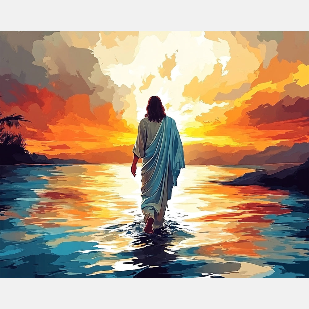 Morning Path Paint by Numbers Kit design preview showing the full artwork layout before painting