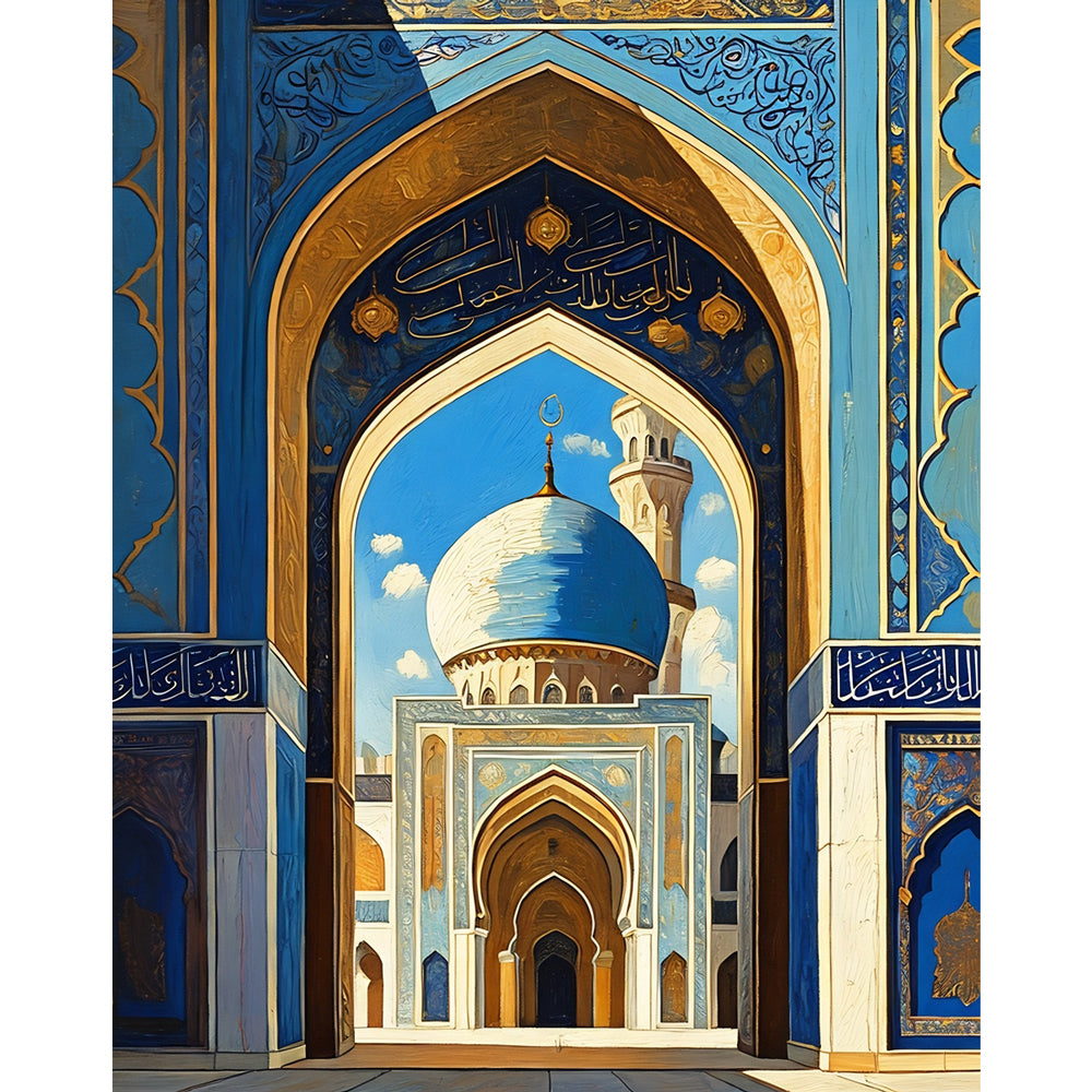 Mosque Entrance Paint by Numbers Kit design preview showing the full artwork layout before painting