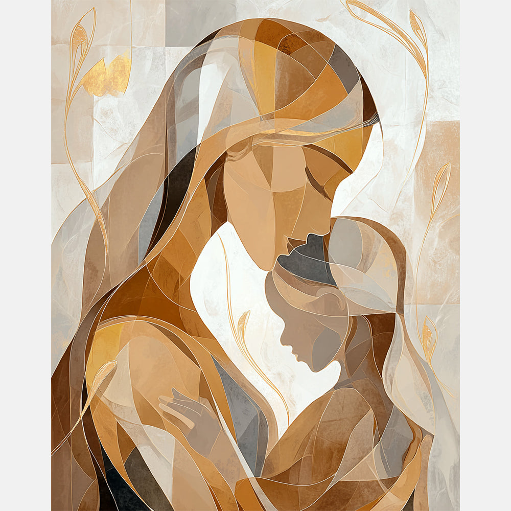 Mother's Love Paint by Numbers Kit design preview showing the full artwork layout before painting