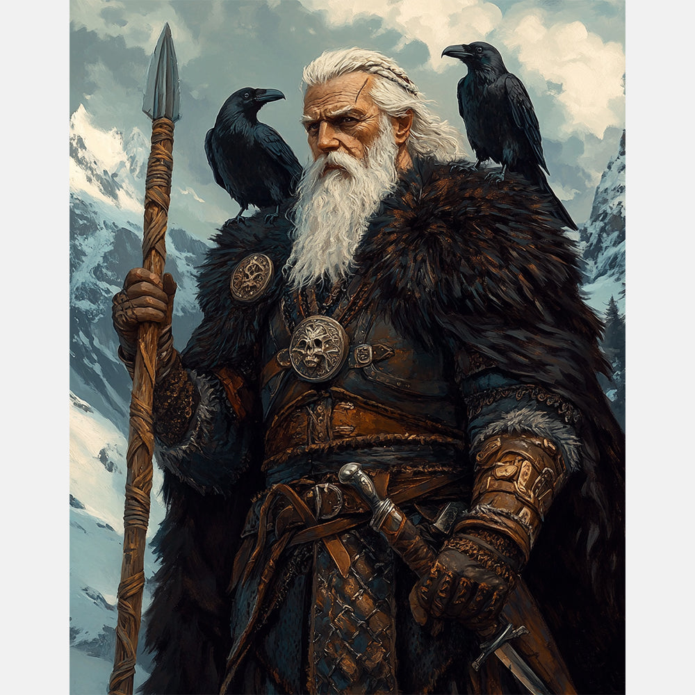 Mountain Father Paint by Numbers Kit design preview showing the full artwork layout before painting