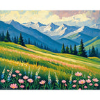 Mountain Tranquility Paint by Numbers Kit design preview showing the full artwork layout before painting