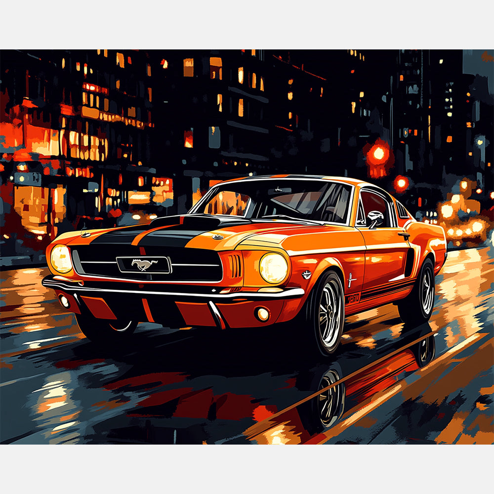Mustang Shine Paint by Numbers Kit design preview showing the full artwork layout before painting