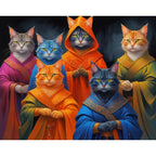 Mystic Cats Gathering Paint by Numbers Kit design preview showing the full artwork layout before painting