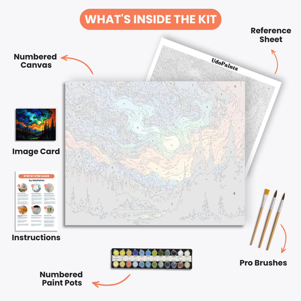 Mystic Night Paint by Numbers Kit – includes numbered canvas, paint pots, brushes, and instructions