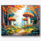 Mystical Mushroom Path Paint by Numbers Kit design preview showing the full artwork layout before painting