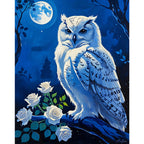 Mystical Snowy Owl Paint by Numbers Kit design preview showing the full artwork layout before painting