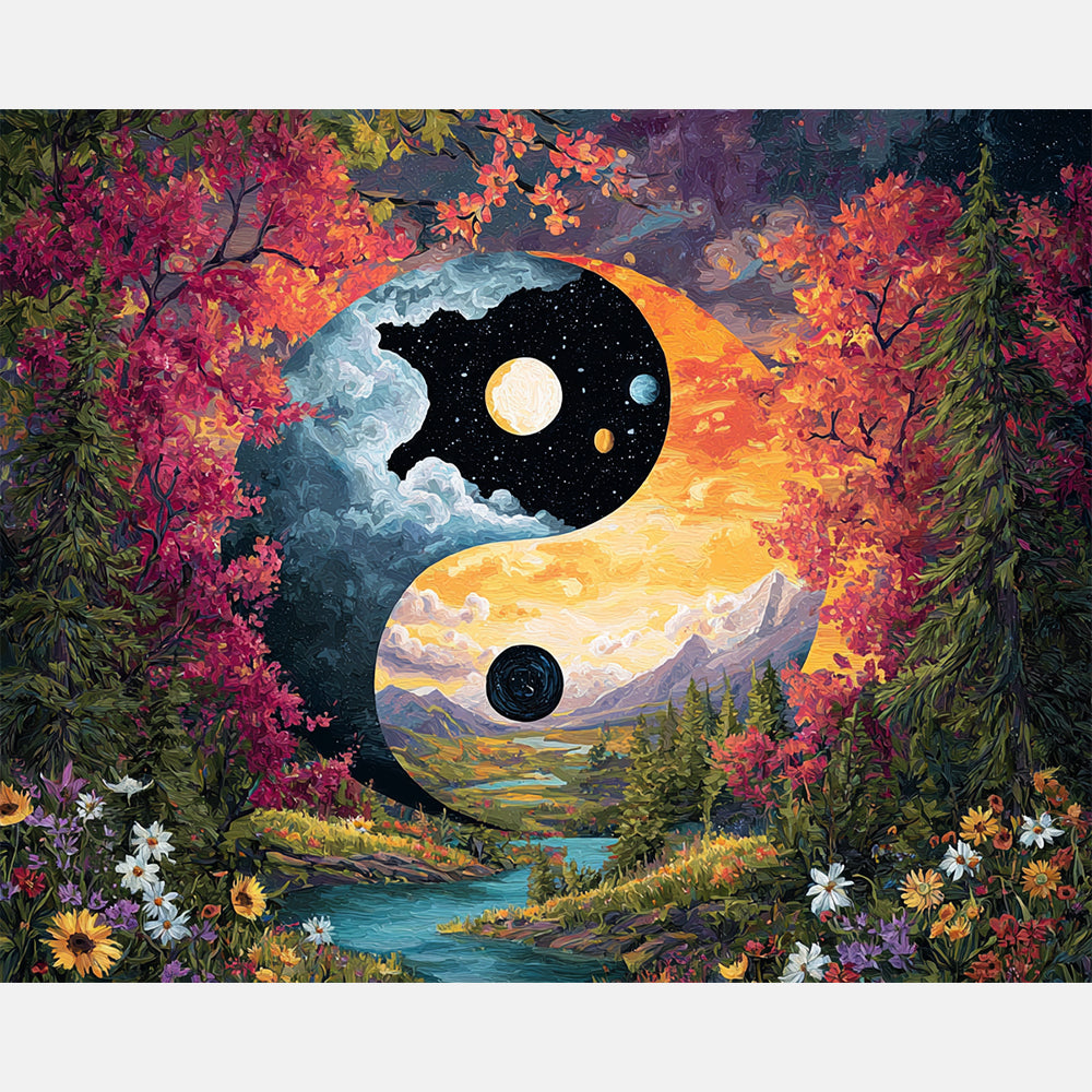Nature Symphony Paint by Numbers Kit design preview showing the full artwork layout before painting