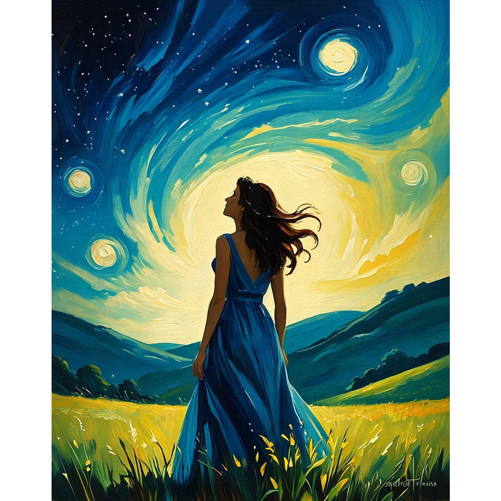 Night Sky Reflection Paint by Numbers Kit design preview showing the full artwork layout before painting