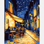 Night Street Cafe Paint by Numbers Kit design preview showing the full artwork layout before painting