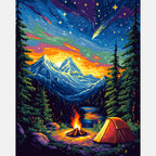 Nightfall Alps Paint by Numbers Kit design preview showing the full artwork layout before painting